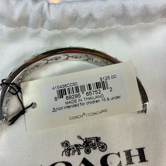 Coach Signature C Silver Hinge Bracelet - NWT & Dust Bag - Retail $125 - Picture 7 of 7